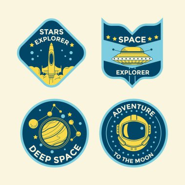 Uzay Görev Yama Rozetleri ve Logo Amblem Vektör Resimleri