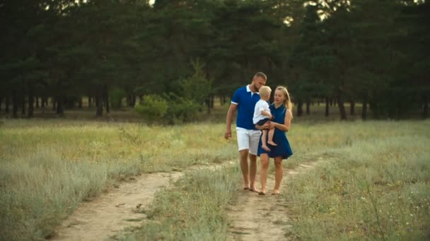 Promenade en famille dans le parc — Video