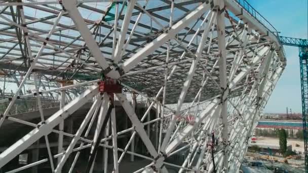 Football stadium metal construction in Volgograd — Stock Video