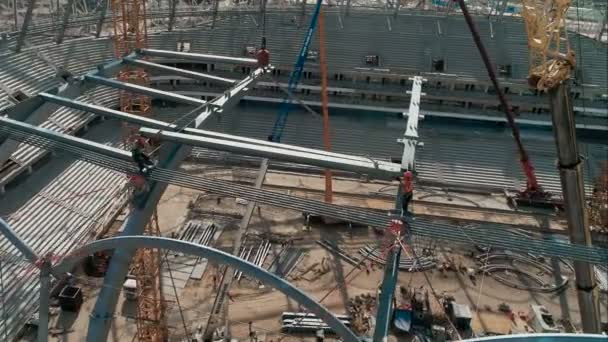 Fotbalový stadion zavěšený výstavba Volgograd — Stock video