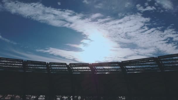 Time Lapse of stadium roof and sky — Stock Video