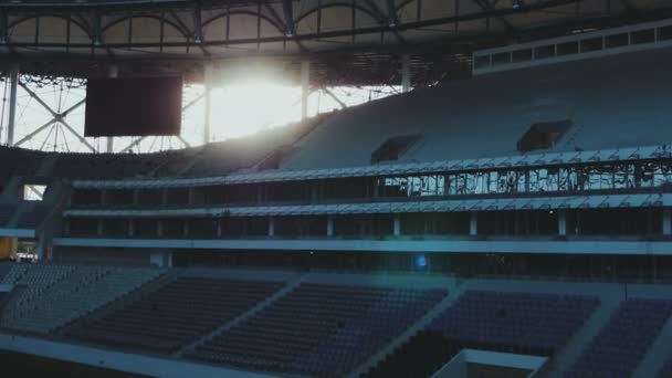 Bau von Sitzen im Stadion — Stockvideo