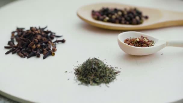 Aromatic spices, Dried cloves and herbs — Stock Video