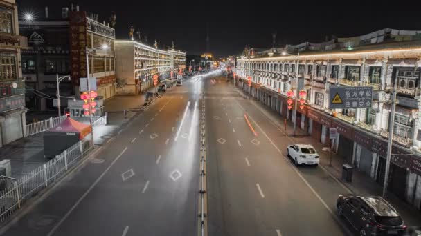 Zeitraffer des Lhasa-Verkehrs, Tibet — Stockvideo