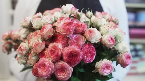 Beautiful flower bouquet with pink and white roses