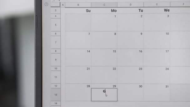 Escribir GYM el 29 en el calendario para recordar esta fecha . — Vídeos de Stock