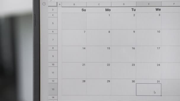 Escribir EJEMPLOS el 31 en el calendario para recordar esta fecha . — Vídeos de Stock