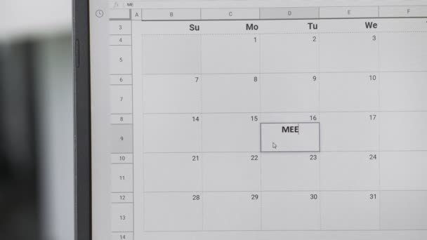 REUNION d'écriture le 16 sur le calendrier pour se souvenir de cette date . — Video