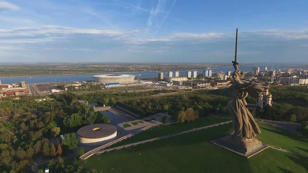 Aerial view of The Motherland Calls statue, Volgograd