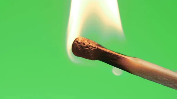 Match Stick Magically Combusts Into Flames And Ignites On Fire Green Screen Background