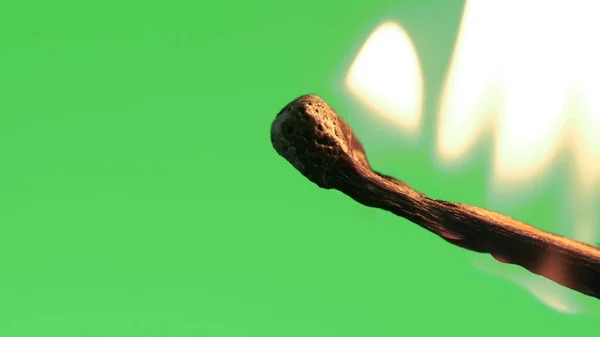 Матч Стік магічно спотикається в полум'я і ігнорує на фоні вогню зелений екран — стокове фото