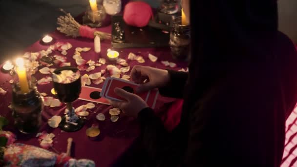 Tarot Cards Seance Black Magic Futuro Profecia Ritual Místico Oráculo Médio Psiquiátrico Esotérico Halloween Paranormal — Vídeo de Stock