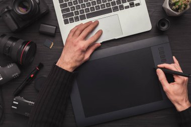 Tasarımcı el grafik tablet ve klavye