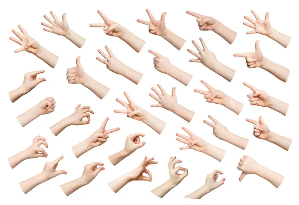 Set of child hands showing symbols — Stock Photo, Image
