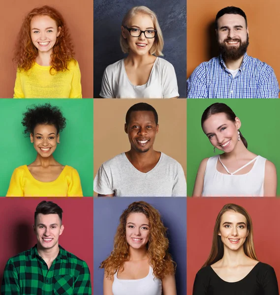 Diversos jovens emoções positivas conjunto — Fotografia de Stock