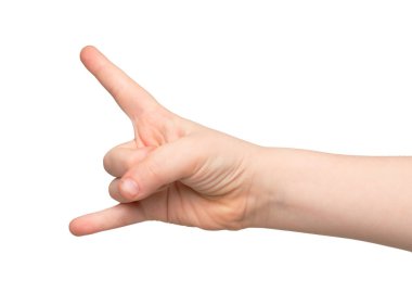 Çocuk el izole rocknroll jest yapma