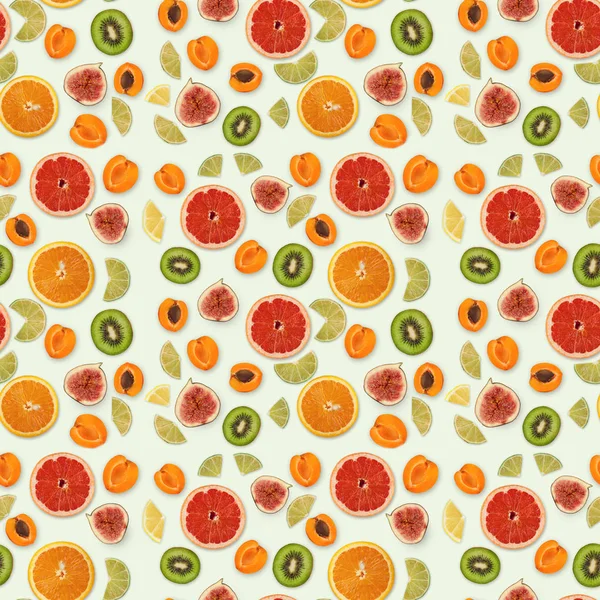 Collage de varios frutos sobre fondo blanco, aislado — Foto de Stock