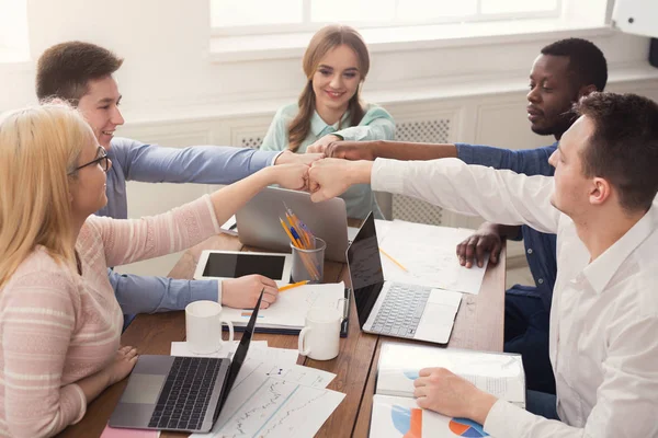 Teamwork and teambuilding, people connect hands — Stock Photo, Image