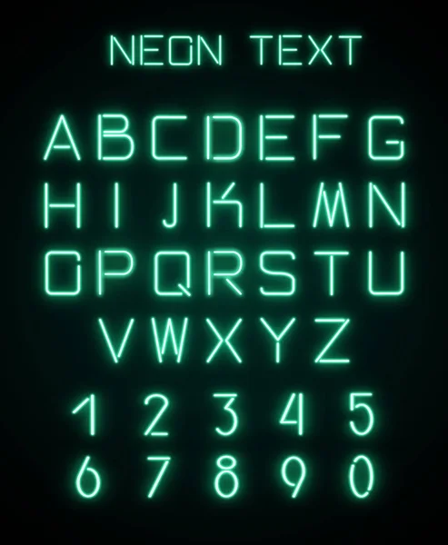 Алфавит и цифры, созданные неоновым светом — стоковое фото