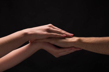 Eller erkek ve kadın siyah izole aşık