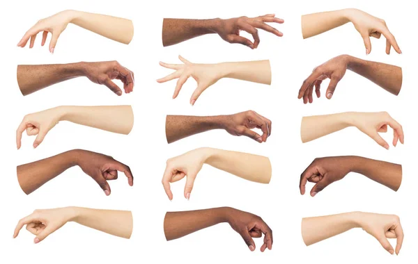 Set of white and black hands making symbols — Stock Photo, Image