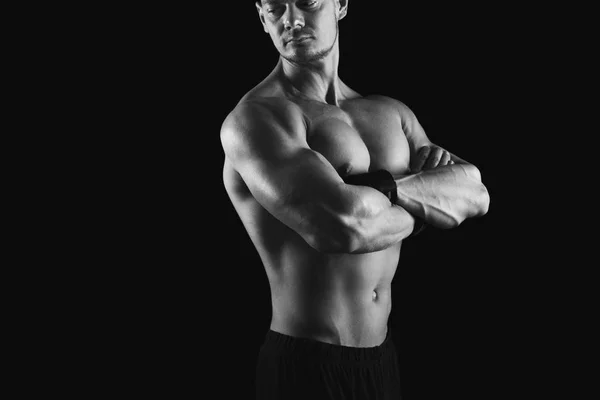 Siłacz athletic showes nagie muskularne ciało — Zdjęcie stockowe