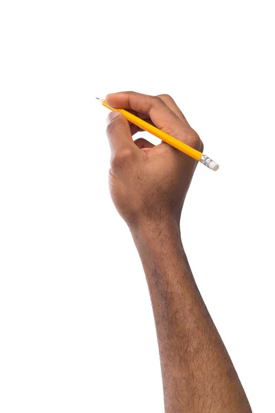 Black male hand holding pencil — Stock Photo, Image