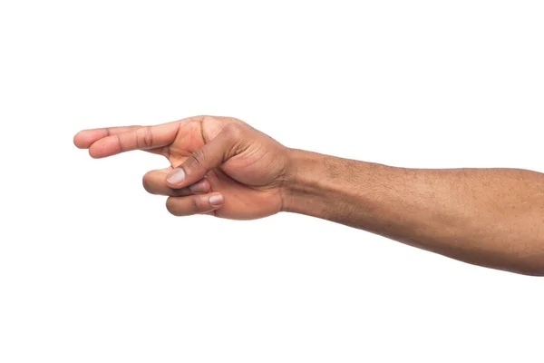 Μαύρο χέρι διέσχισε δάχτυλα fo τύχη απομονωθεί σε λευκό — Φωτογραφία Αρχείου