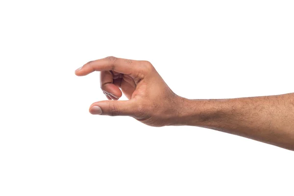 Male hand measuring something, cutout, gesture — Stock Photo, Image