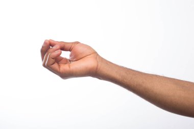Beyaz izole palm tutan adam