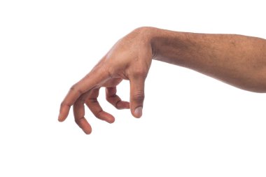 Male hand picking up something, cutout clipart