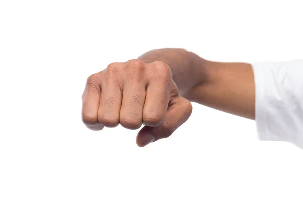 Lucha gesto de la mano del hombre negro, aislado —  Fotos de Stock