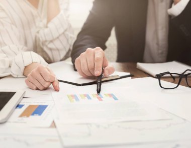 Finansal raporlar ile iş projesi üzerinde çalışan takım