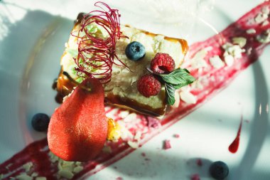 Zarif restoran tatlı tatlı üstten görünüm