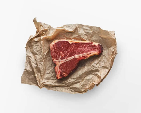 Beyaz izole zanaat yetkin ham t-bone biftek