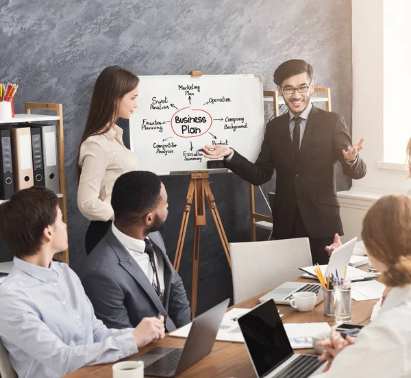 Coach explica plan de negocios para el equipo joven — Foto de Stock