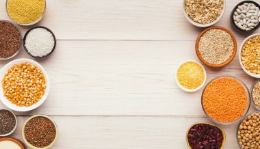 Tahıllar ve baklagiller ürün yelpazesine ahşap tablo