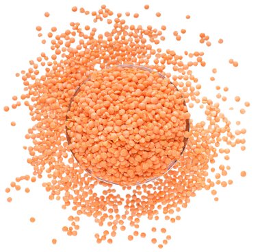 Kırmızı mercimek izole kase