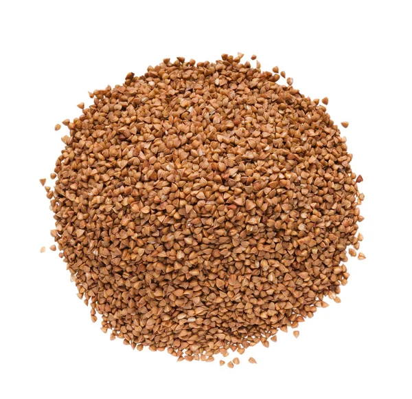 Pile of dry buckwheat isolated on white — Stock Photo, Image