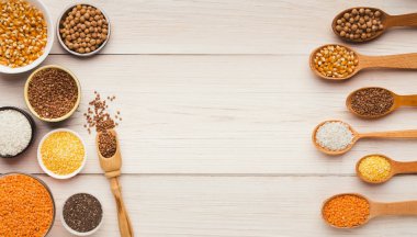 Tahıllar ve baklagiller ürün yelpazesine ahşap tablo