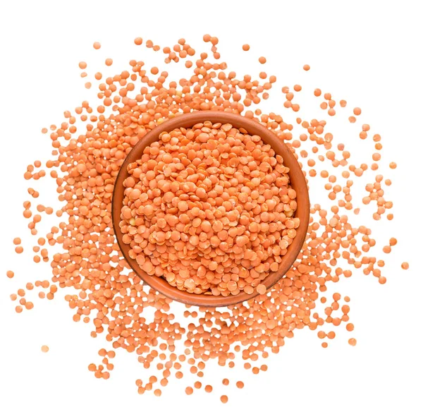 Bowl of red lentil isolated — Stock Photo, Image