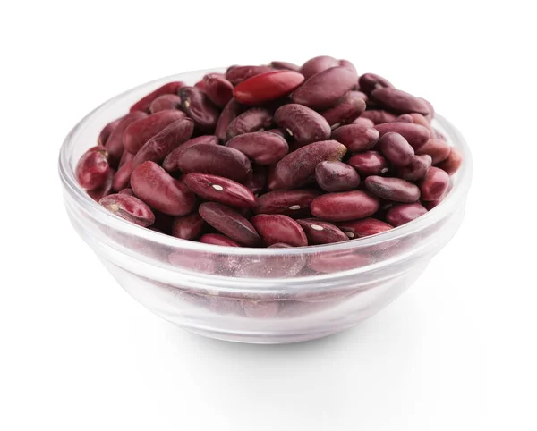 Red kidney beans in bowl on white background — Stock Photo, Image