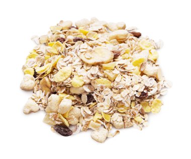 Sigorta primi meyve müsli beyaz izole yığını