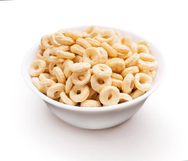 Beyaz izole kase mısır Yüzükler