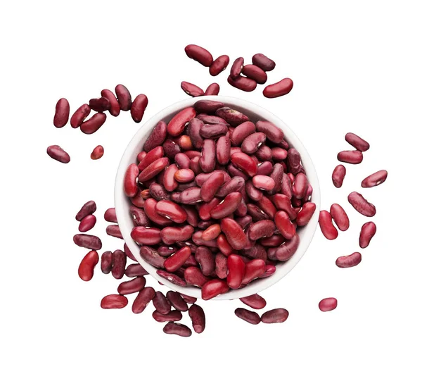 Red kidney beans in bowl on white background — Stock Photo, Image