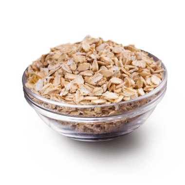 Bowl of oat flakes isolated clipart