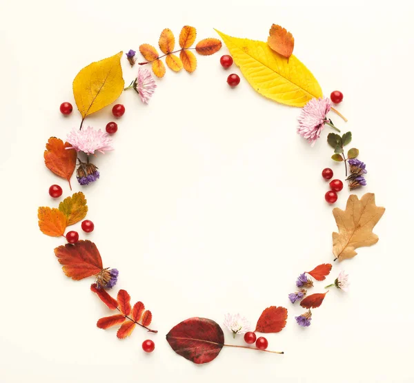 Autumn colourful leaves in circle frame isolated on white — Stock Image Autumn colourful leaves in circle frame isolated on white Royalty Free Stock Images