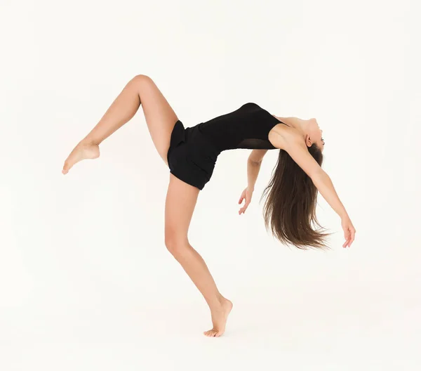 Mujer bailando contemp sobre fondo blanco —  Fotos de Stock