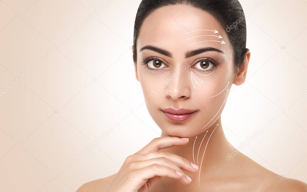 Antiaging massage lines on beautiful woman face