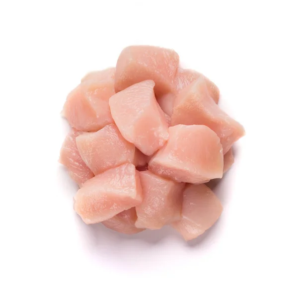Surowego kurczaka filety piersi pokrojone na kawałki — Zdjęcie stockowe